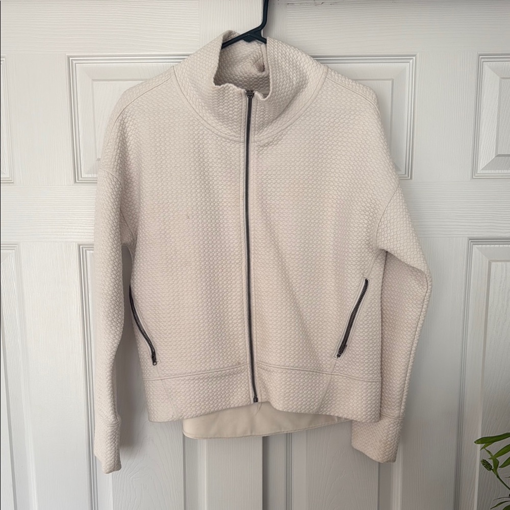Calia Cream Jacket Full-Zip Standing Collar